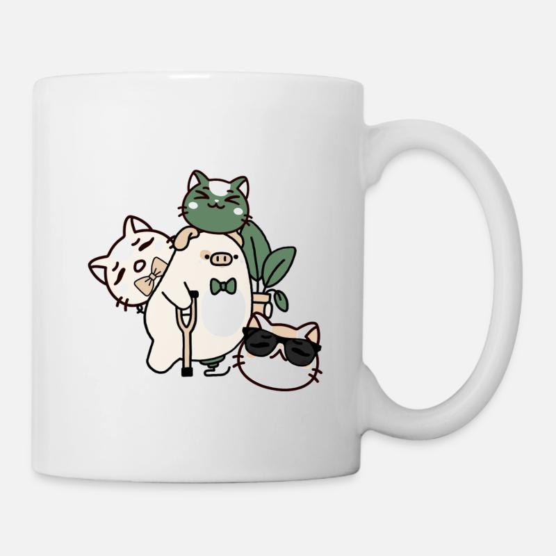 Dapper Kawaii Pig: Crutch and Prosthesis - Mug - white