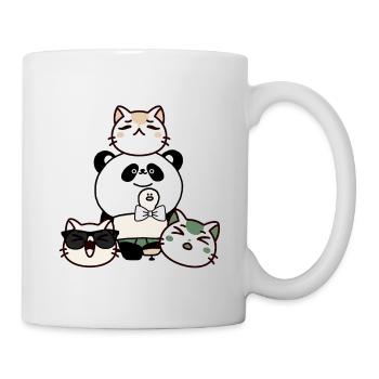 Kawaii Panda with Prosthetics and Team of Cats - Mug - white - Right