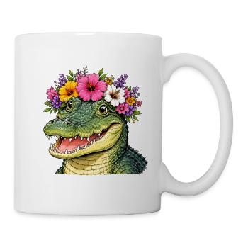 Crocodile with floral decoration - Mug - white - Right
