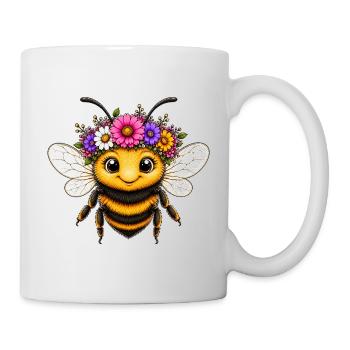 Meadow bee with floral decoration - Mug - white - Right
