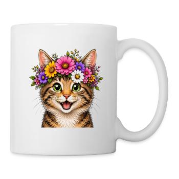 Cat with floral decoration - Mug - white - Right