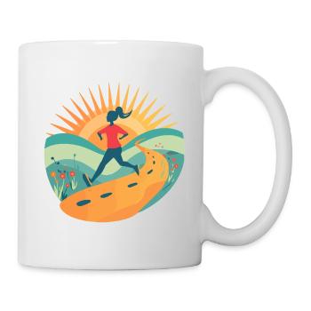 Trail Running Motivation Retro Sunrise Runner Art - Mug - white - Right