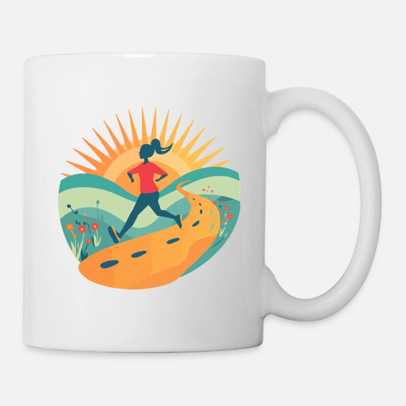 Motivation du trail Running Art rétro Sunrise Runner - Mug blanc - blanc
