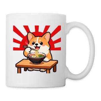 Corgi Isst Ramen Nudel Hund Kawaii - Tasse - Weiß - Rechts