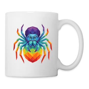 Lebendige geometrische springende Spinnen-Pop-Kunst - Tasse - Weiß - Rechts