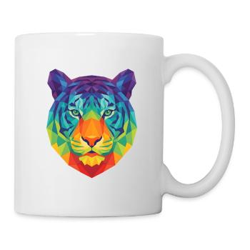 Pop Art géométrique néon bleu Tête de tigre - Mug blanc - blanc - Droite