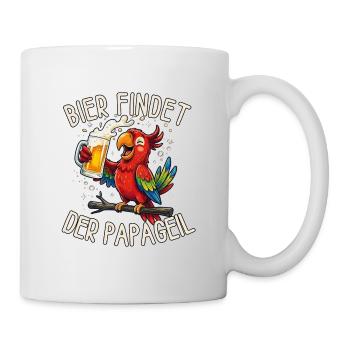 Bier findet Papageil - Tasse - Weiß - Rechts