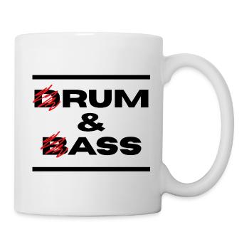 Drum & Bass / Rum & Ass (Schwarze Buchstaben) - Tasse - Weiß - Rechts