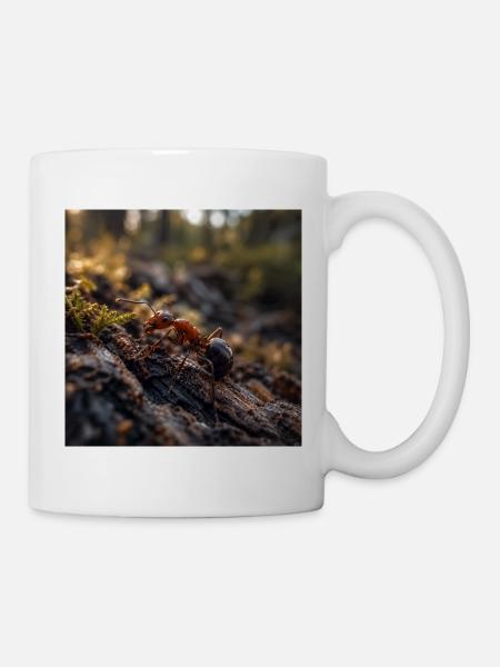 Red ant on Wood Under Moss - Mug - white