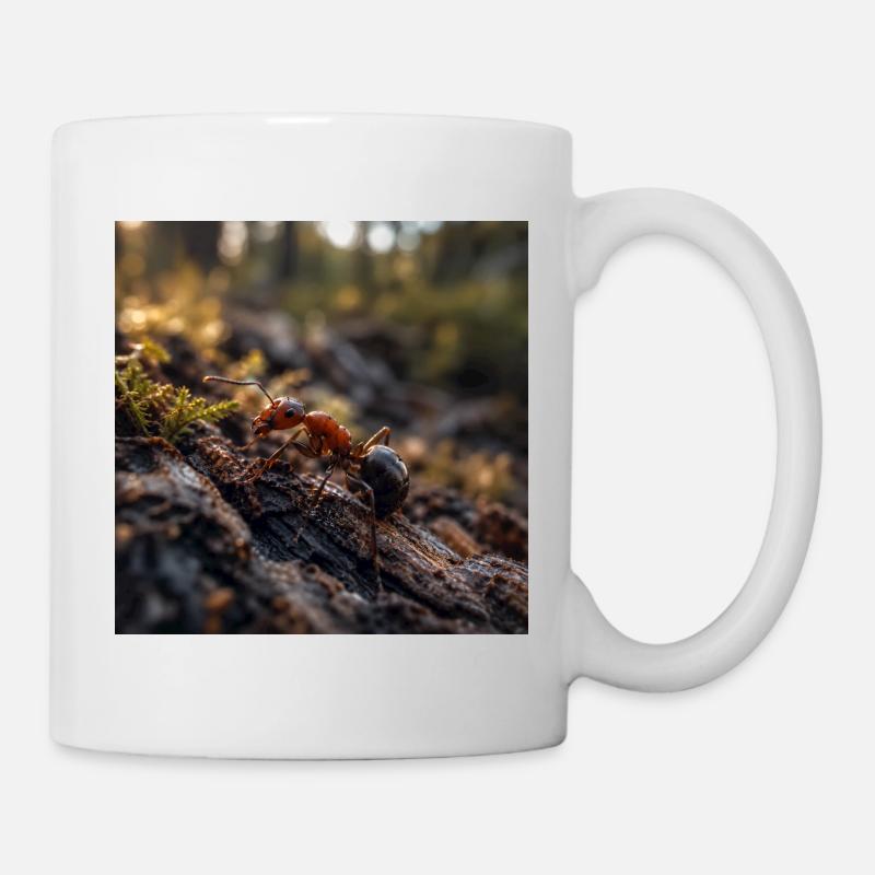 Red ant on Wood Under Moss - Mug - white