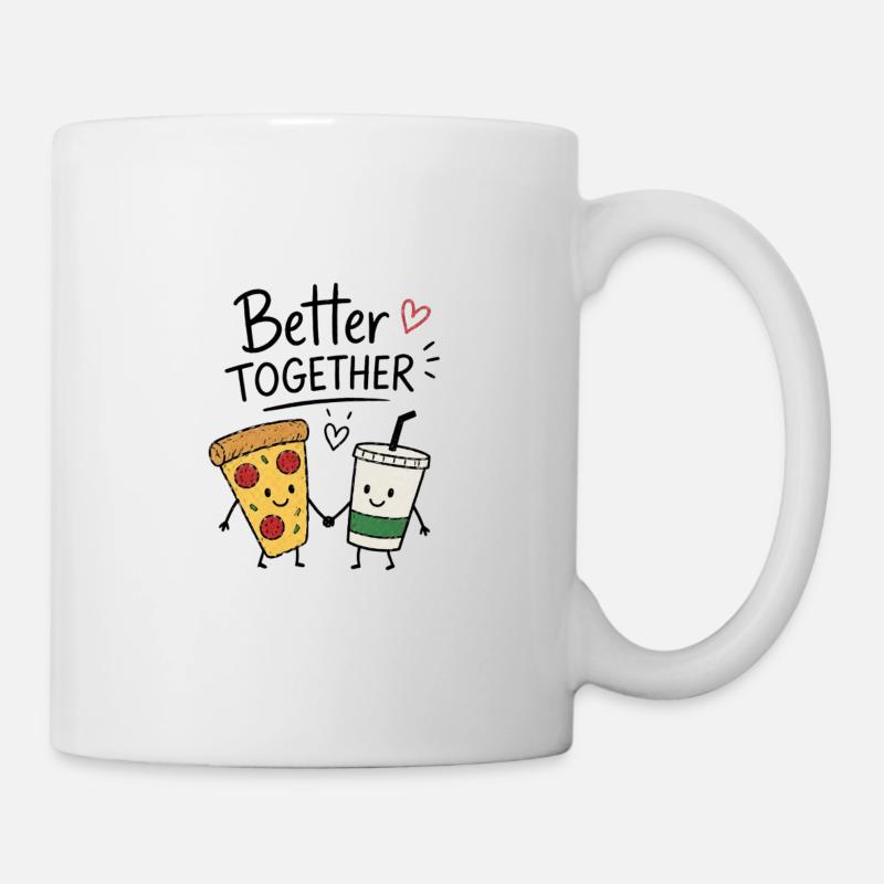 Amitié pizza et boissons - Mug blanc - blanc