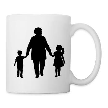 Grandparents Grandchild Silhouette Walking Family - Mug - white - Right