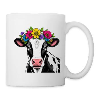 Vache décorée floral - Mug blanc - blanc - Droite