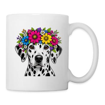 Dalmatiner mit Blumenkranz - Tasse - Weiß - Rechts