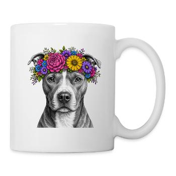 Blumenkrone Hundemotiv - Tasse - Weiß - Rechts