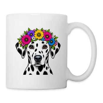 Dalmatiner mit Blumenkrone - Tasse - Weiß - Rechts