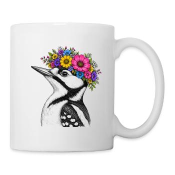 Blütenkranz Vogel  - Tasse - Weiß - Rechts