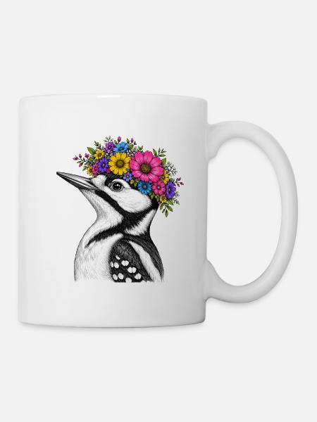 Blütenkranz Vogel  - Tasse - Weiß