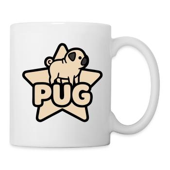 Mops Stern Banner Platzhalter - Tasse - Weiß - Rechts
