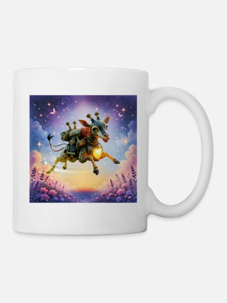 Raketengiraffe mit Herz - Tasse - Weiß