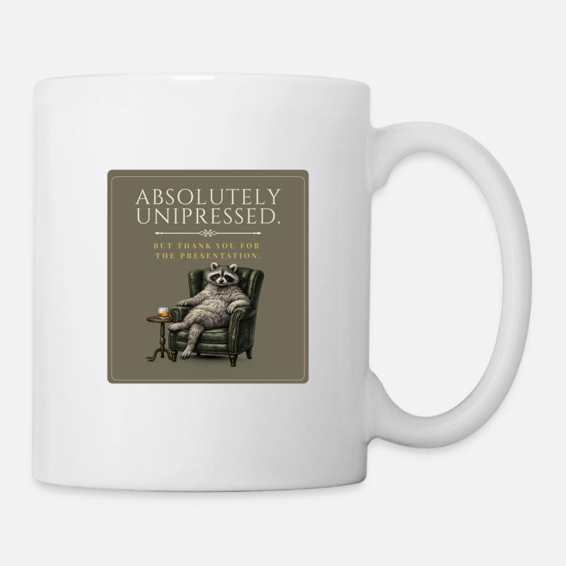 Absolument indifférent. – Conception sarcastique de raton laveur - Mug blanc - blanc