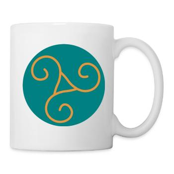 Decorative triskel in orange scrolls - Mug - white - Right