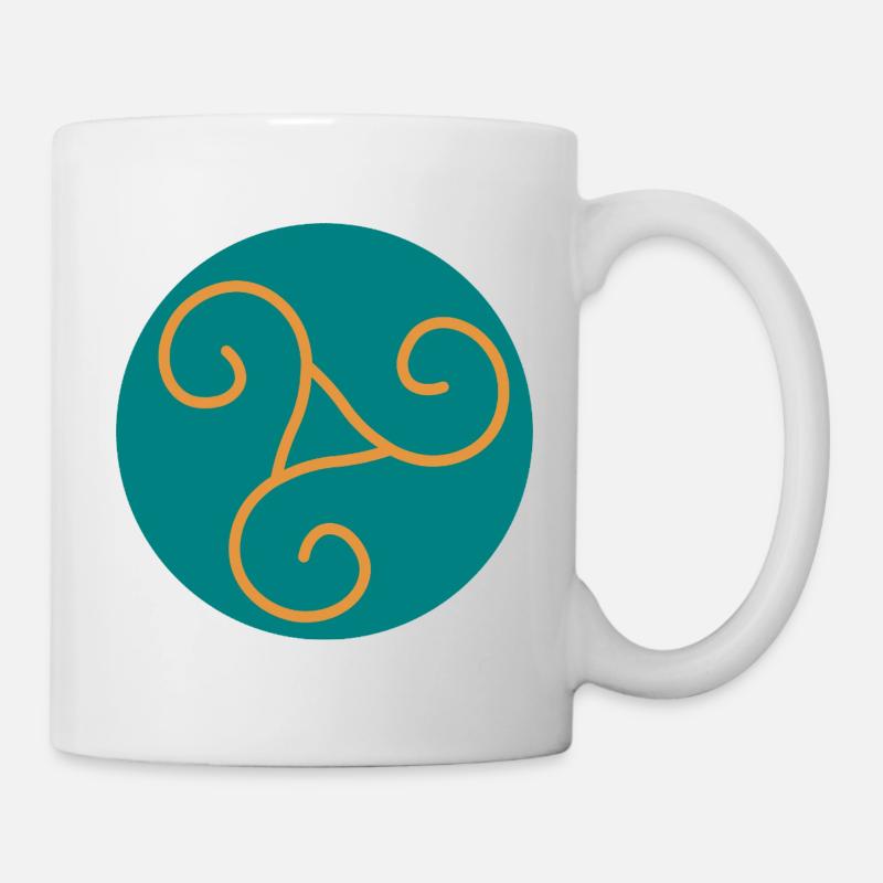 Decorative triskel in orange scrolls - Mug - white