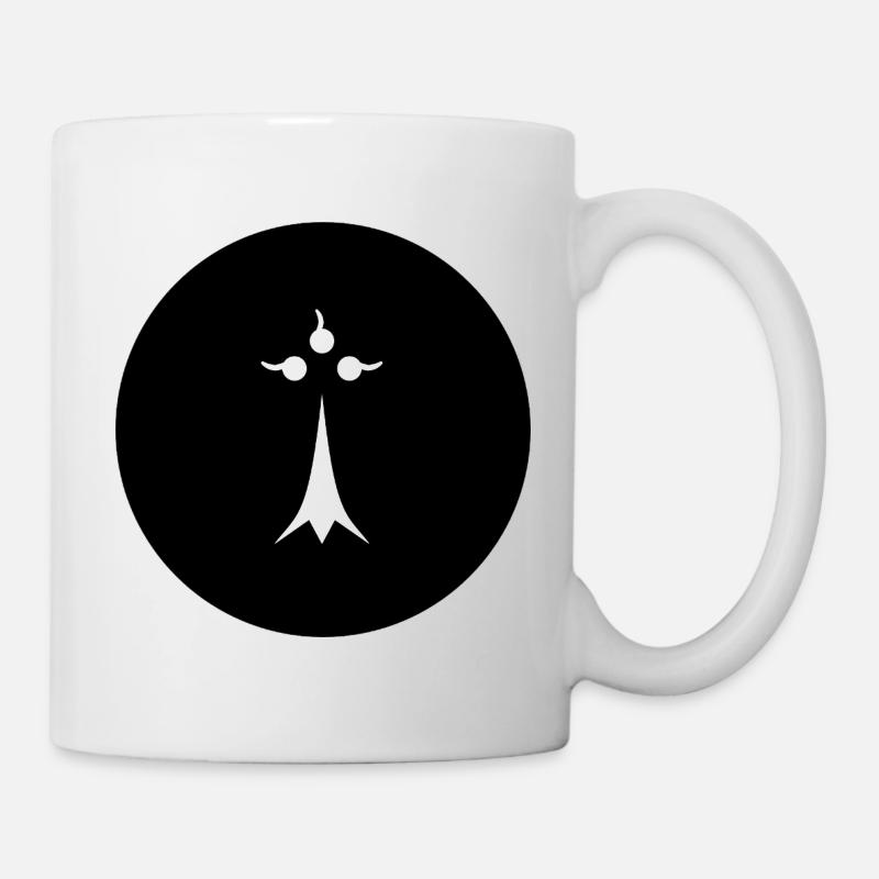 Hermine blanche sur fonds noir - Mug blanc - blanc