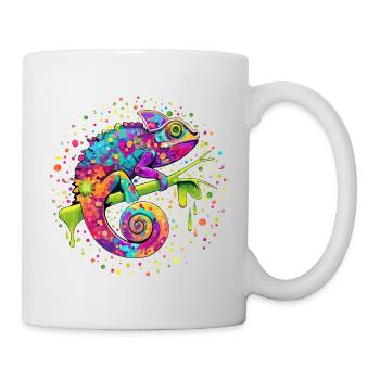 Chamäleon-Aquarellfantasie - Tasse - Weiß - Rechts