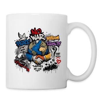 Weltfrieden Graffiti: Hände verbinden - Tasse - Weiß - Rechts