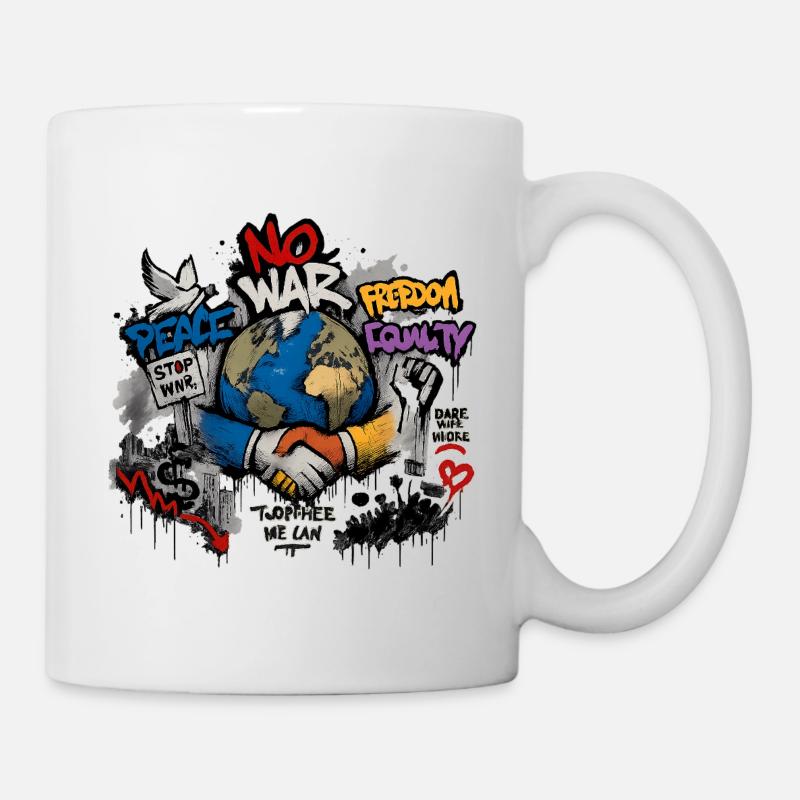 World Peace Graffiti: Connecting Hands - Mug - white