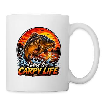 Vivre le design de la vie de pêche carpente - Mug blanc - blanc - Droite