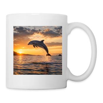 Dauphin au coucher du soleil - Mug blanc - blanc - Droite