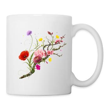 Fleurs sauvages colorées sur la nature Conception de fleurs de branche - Mug blanc - blanc - Droite