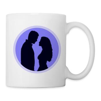 Couple Silhouette Amour Romance Petit ami de la Saint-Valentin - Mug blanc - blanc - Droite