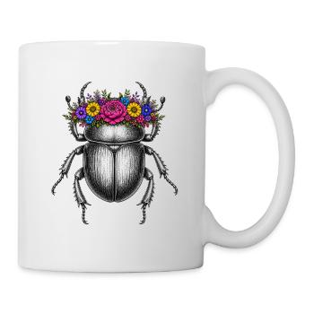 Scarab with flower crown - Mug - white - Right
