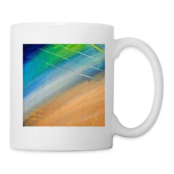Farbfluss und Goldlinien - Tasse - Weiß - Rechts