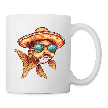 Goldfische Comic Lustig Sombrero - Tasse - Weiß - Rechts