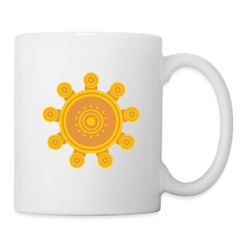 Zentrale orangefarbene Mandala-Sonne - Tasse - Weiß - Rechts