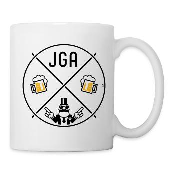 JGA Bräutigam Handzeichen Bier Kreis Symbol POS 2C - Tasse - Weiß - Rechts