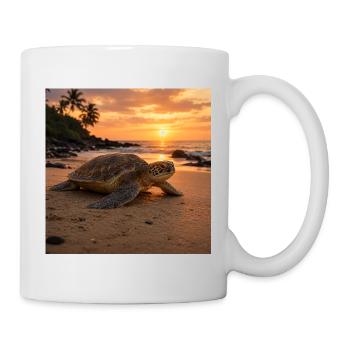Sunset sea turtle - Mug - white - Right