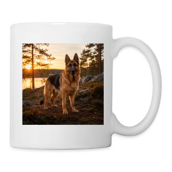 German Shepherd Dog at Sunset - Mug - white - Right