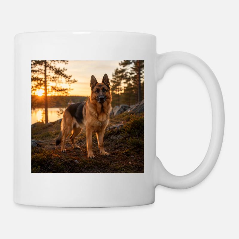 German Shepherd Dog at Sunset - Mug - white