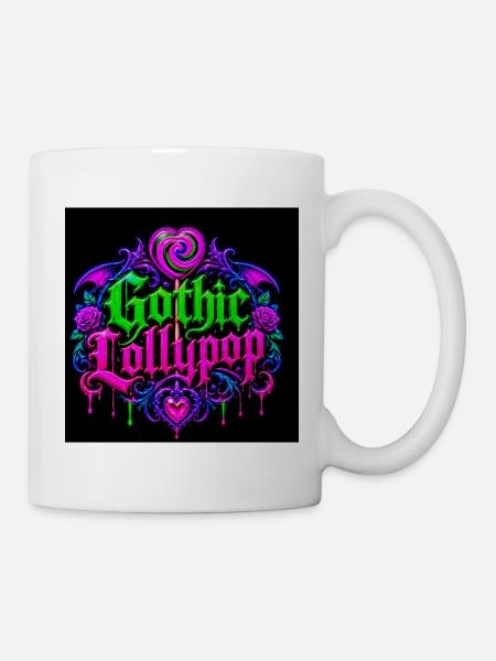 Gotische Halloween-Neonherz - Tasse - Weiß