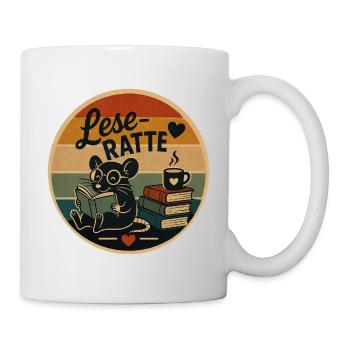 Leseratte Retro - Tasse - Weiß - Rechts