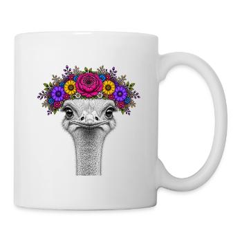 Strauß mit buntem Blumenkranz - Tasse - Weiß - Rechts