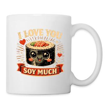 Kawaii Sushi Retro Design - I Love You Soy Much - Tasse - Weiß - Rechts