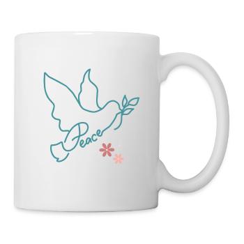 Colombe de paix avec des fleurs - Mug blanc - blanc - Droite
