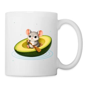 Cute Mouse in Avocado Kawaii Animal Motif - Mug - white - Right