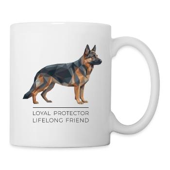 German Shepherd Low-Poly - Loyal, brave, true - Mug - white - Right